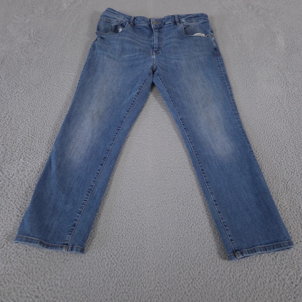 Warp +โ Weft Jeans Mens 38x28 Blue AMS Amsterdam Straight Leg Stretch Denim